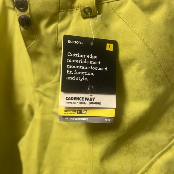 NWT Burton Cadence Snow pants in grass stain - Picture 9 of 11